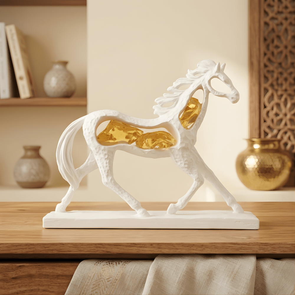 AurraGlow™ Horse Decor Showpiece – Modern Resin Sculpture - Memories InsiteAURRAGLOW HORSE SCULPTURE- (WHITE )